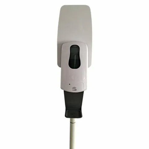 Automatic Hand Sanitiser Station with Stand and 1,000ml Dispenser in White (easy fill) - Set (base, stand + dispenser)