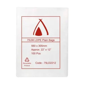 Heavy Duty Clear Plastic LDPE Bag 75 Micron 24" x 14" / 610mm x 355mm - Box of 500