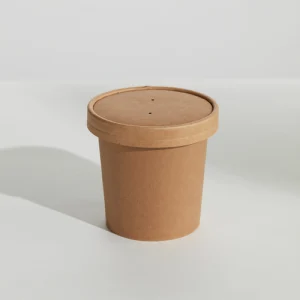 Round Kraft Food Container and Lid Combo Set 12oz / 360ml - Box = 250