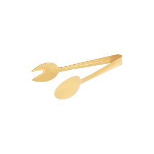 TABLEKRAFT ROUND SPOON/FORK TONG 1pc GOLD 230mm (*70276-G*) = 1 X EACH