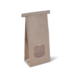 Medium Brown Polylined Window Tin Tie Bags 246mm(L) x 115mm(W) + 70mm(G) - Box of 400