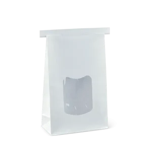 Large White Paper Polylined Window Tin Tie Bag 242mm(L) x 155mm(W) + 70mm(G) - Box of 400