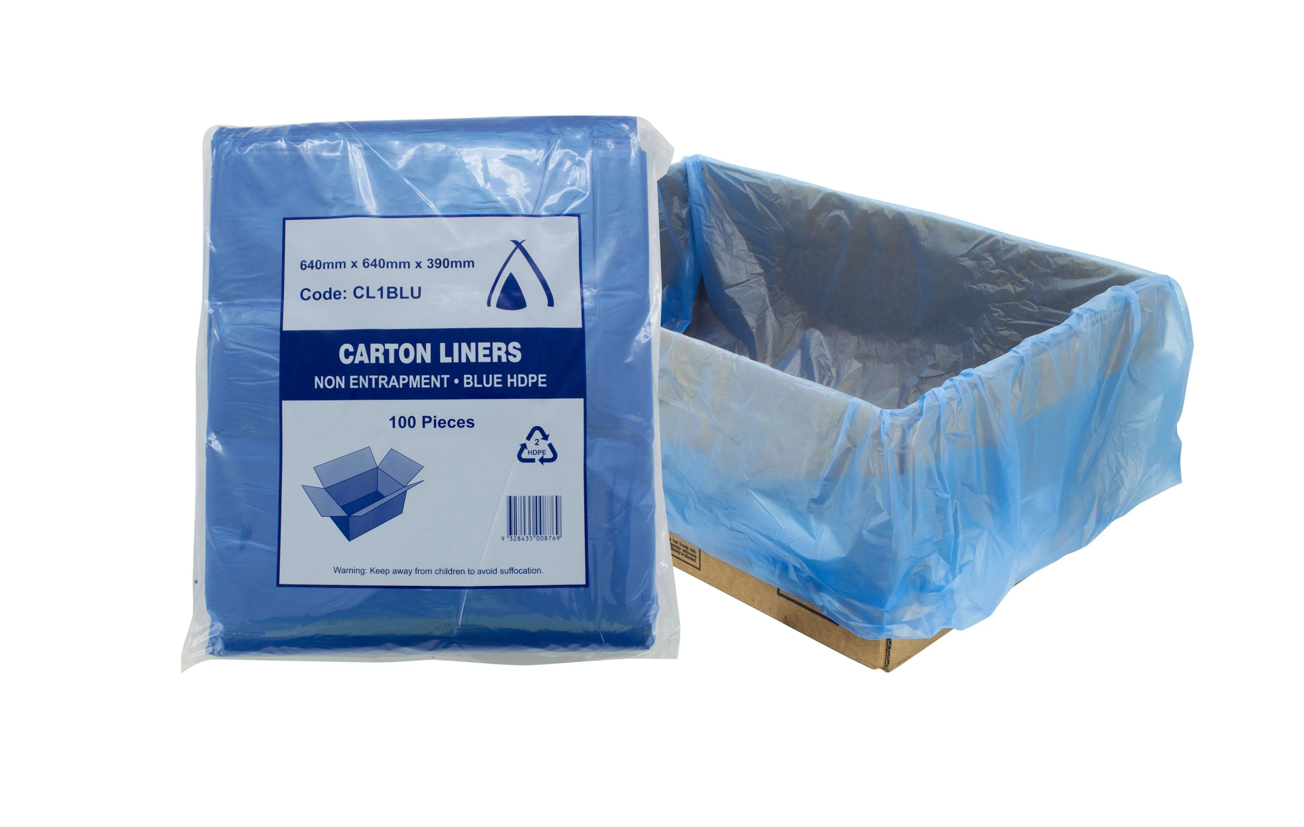Heavy Duty Blue Super Strong Plastic Box Liners Blue 63mmH x 63mmW x 38mmH - Box of 400