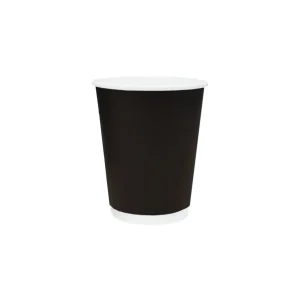 Truly Eco 8oz / 240ml BLACK DOUBLE WALL Coffee Cups 90mm Diameter, Home Compostable, Aqueous Coated - SLEEVE=25 / BOX=500