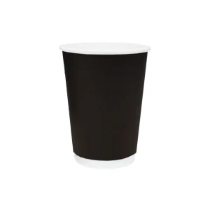 Truly Eco 12oz / 360ml BLACK DOUBLE WALL Coffee Cups 90mm Diameter, Home Compostable, Aqueous Coated - SLEEVE=25 / BOX=500