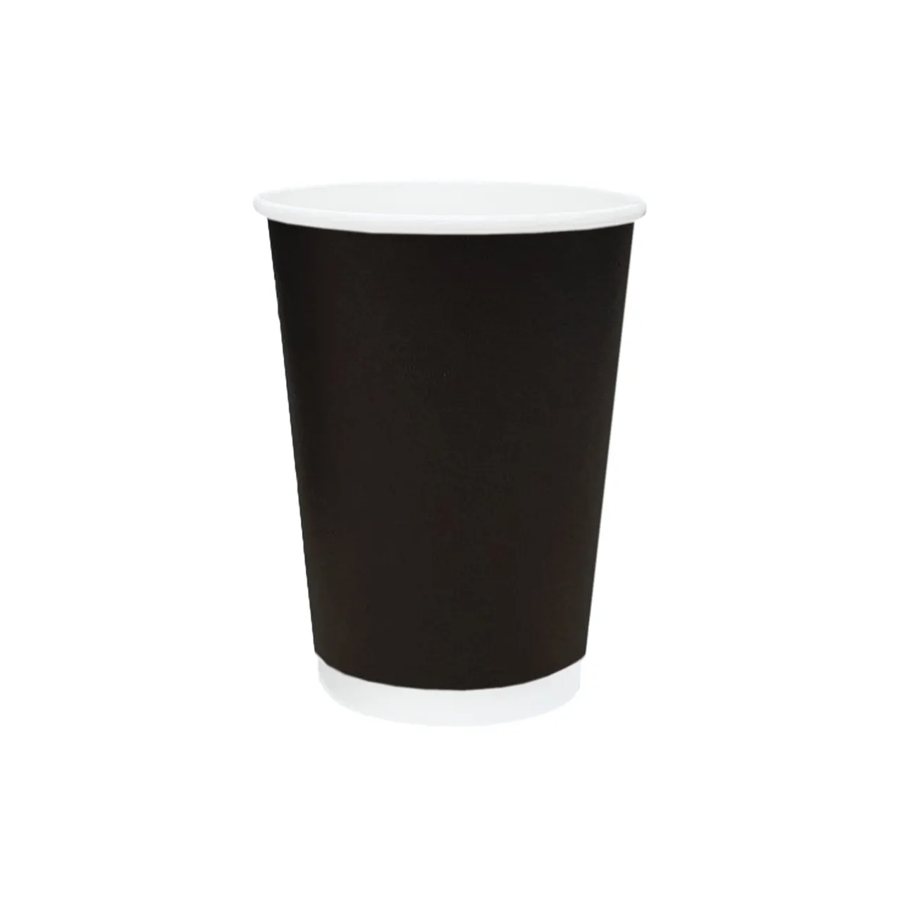 Truly Eco 12oz / 360ml BLACK DOUBLE WALL Coffee Cups 90mm Diameter, Home Compostable, Aqueous Coated - SLEEVE=25 / BOX=500