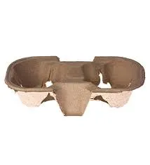 Hot Drink 2 Cup Carry Tray Mache Pulp Moulded Eco Egg Style - SLEEVE=100 / BOX=600