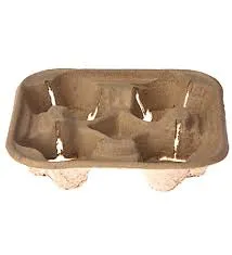 Hot Drink 4 Cup Carry Tray Mache Pulp Moulded Eco Egg Style - SLEEVE=150 / BOX=300