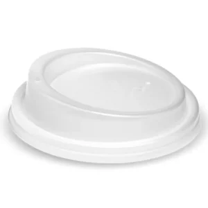 BioPak 8oz / 12oz / 16oz PLA Bio Degradable Cup Lids White Frosted 90mm Diameter - Box of 1,000