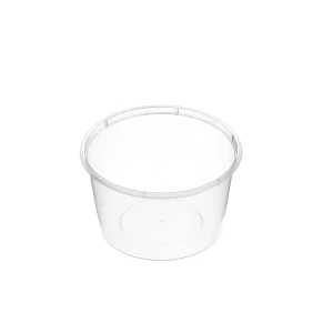 Large Round Clear Premium Plastic Takeaway Containers 500ml Microwave Grade - SLEEVE=50 / BOX=500