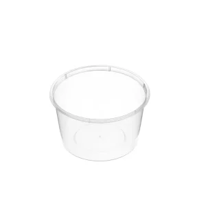 Large Round Clear Premium Plastic Takeaway Containers 500ml Microwave Grade - SLEEVE=50 / BOX=500