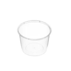 Large Round Clear Premium Plastic Takeaway Containers 600ml Microwave Grade - SLEEVE=50 / BOX=1,000