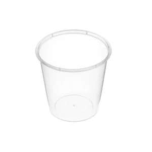 Large Round Clear Premium Plastic Takeaway Containers 850ml Microwave Grade - SLEVE=50 / BOX=500