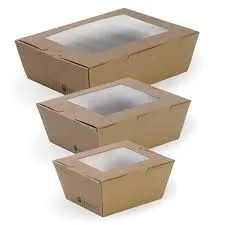 Cardboard Window Lunch Boxes Large 197mm(L) x 140mm(W) x 64mm(H) - SLEEVE=50 / BOX=200