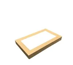 Extra Small Brown Cardboard Catering Box Lids with Window TRAY 1 259mm(L) x 156mm(W) x 30mm(H) - PACK=10 / BOX=100