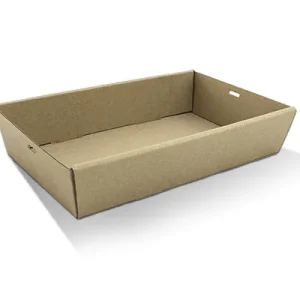 Medium Brown Cardboard Catering Boxes TRAY 2 359mm(L) x 252mm(W) x 80mm(H) - PACK=10 / BOX=100