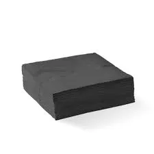 Black 2 Ply Cocktail Serviettes Corner Embossed 240mm x 240mm - Box of 2,000
