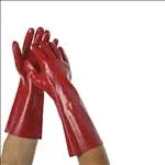 PVC Plastic Long Pair Red Cuff Cleaning Gloves - Pair