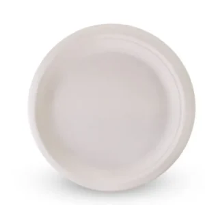 Compostable 7" Round Sugarcane Plates - SLEEVE=50 / BOX=1,000