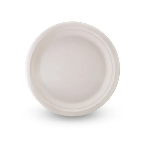 Compostable 9" Round Sugarcane Plate - PACKET=50 / BOX=500
