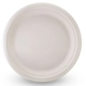 Compostable 9" Round Sugarcane Plate - PACKET=50 / BOX=500