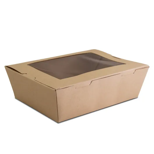 Future Friendly Large Bamboo Paper Salad Container w/PLA Window - #3 - BOX=200 / SLEEVE=50