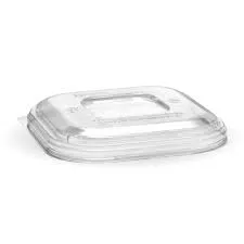 Biopak Clear PLA Lid for 280ml, 480ml & 630ml Square Sugarcane Containers - Box of 600