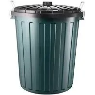 Large Green Plastic Round Garbage Bin 75L/80L Lockable Sides with Lid - Each
