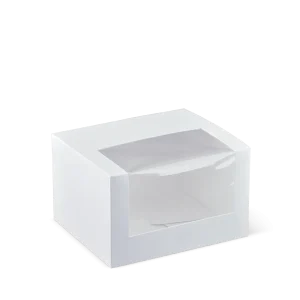 Detpak Flat Window Patisserie / Donut / 1 Cupcake Box White - 130mm(L) x 110mm(W) x 80mm(H) - Box of 800
