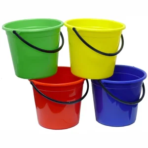 All Purpose 9.6L Green Round Bucket with Handle and Pour Spout - Each