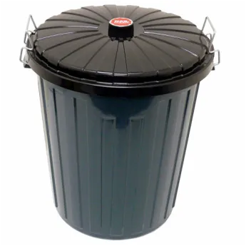 Rubbish Bin 55L-Green-with Flat Black Lid - Each