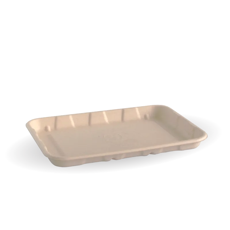 Biopak Sugarcane Produce Tray 19cm x 14cm x 2cm / 7" X 5” - SLEEVE=125 / BOX=1,000