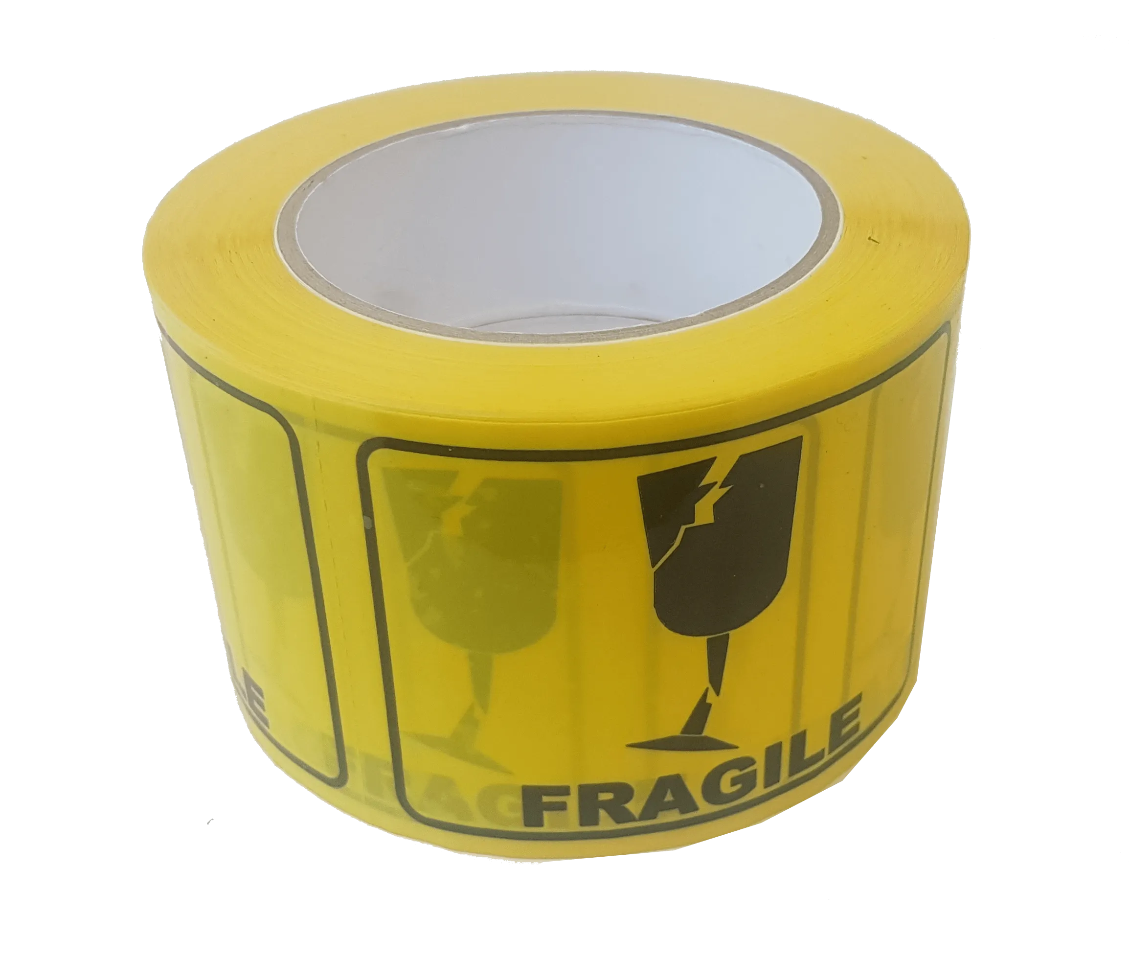 Printed Rip-A-Labels "Fragile" 72mm X 100mm Black on Yellow - Roll of 500