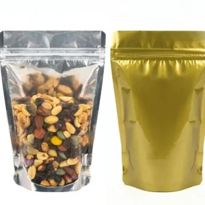 70gm Pouch Shiny Gold/Clear Plastic No Valve - Box of 1,000