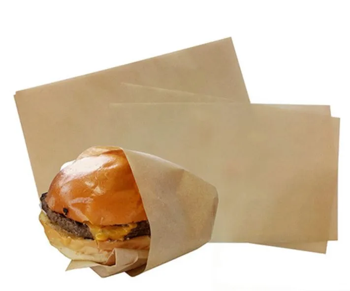Brown / Natural Unbleached Lunchwrap Greaseproof Paper 6 Cut long 110mm(W) x 400mm(W) - Packet of 3,200