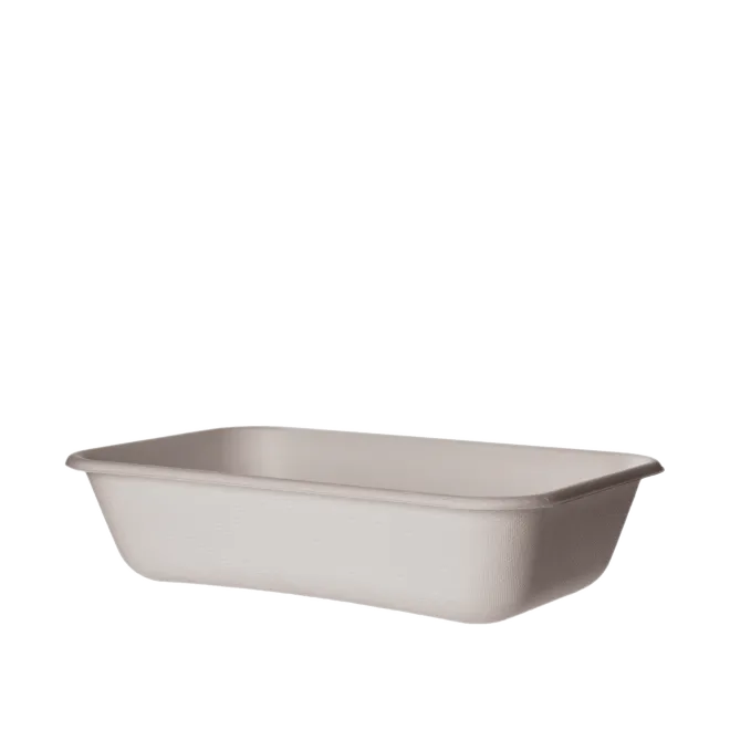 Detpak Eco Products White Sugarcane Rectangle Containers 32oz / 940ml 200mmL x 140mmW x 50mmH - Sleeve = 50 / Box = 400