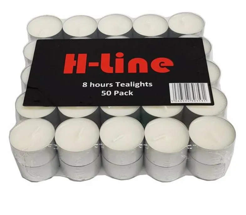 Tea Light Candles 9 Hour Burn Time Smokeless White - PACK=50 / BOX=500