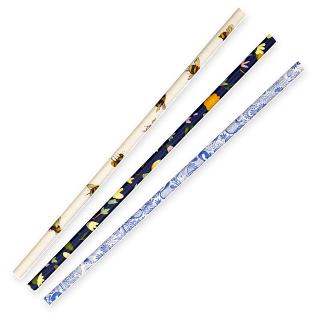 Art Series Bio Straw Blue 3 Ply Regular Paper Straws 6mmW x 197mmL - SLEEVE=250 / BOX=2,500