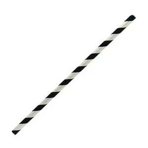 Paper Straw Black Striped 3 Ply Regular Paper Straws - SLEEVE=250 / BOX=2,500