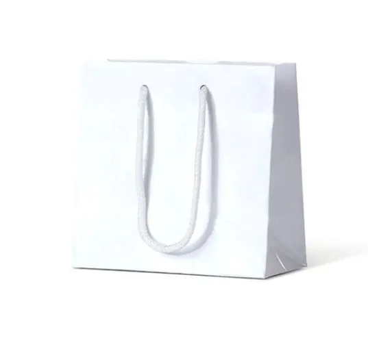 Laminated Gloss Ruby White Paper Bags Rope Handle 330mm(L) x 250mm(W) x 125mm(H) - Box of 100