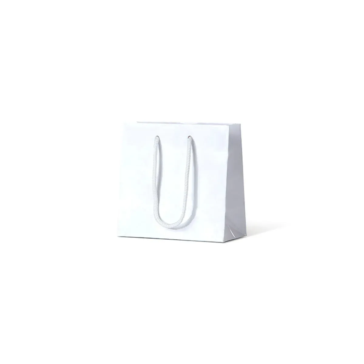 Laminated Gloss Petite White Paper Bags With Handles 165mm(H) x 165mm(W) x 90mm(G) - Box 200