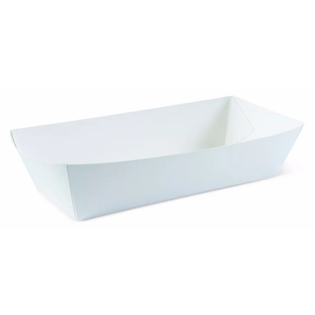White Hot Dog Food Tray 190mm(L) x 70mm(W) x 50mm(H) - Box of 250