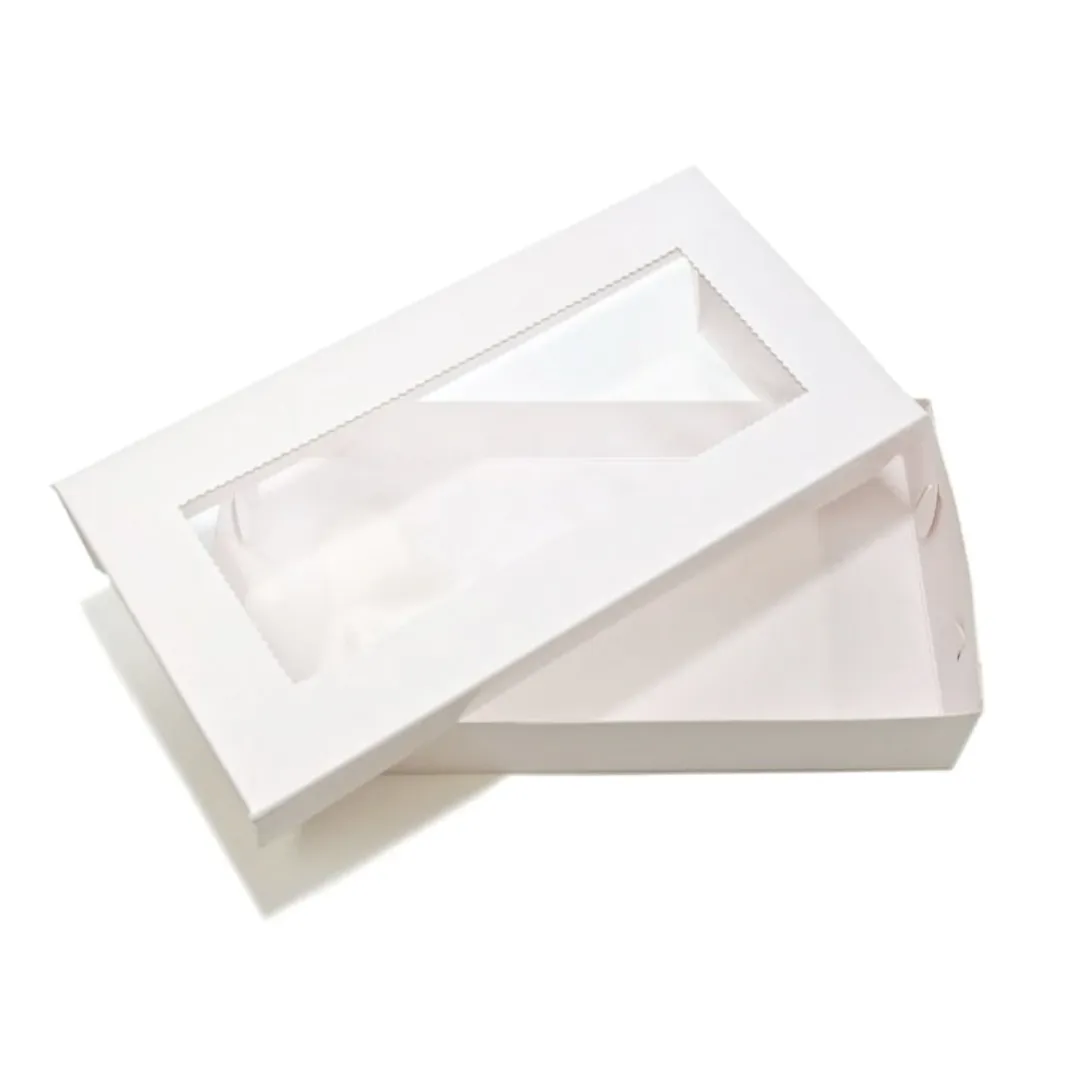 Loyal Bakeware Biscuit Box Rectangular 9"W x4.5"L x 1.5"H - Set Includes Box and Lid with Window - Box of 25