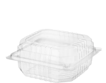 Clear View Clear Plastic Premium Large Square Burger Clam Hinged Container 130mm(L) x 125mm(W) x 65mm(H)  - SLEEVE=250 / BOX=1,000
