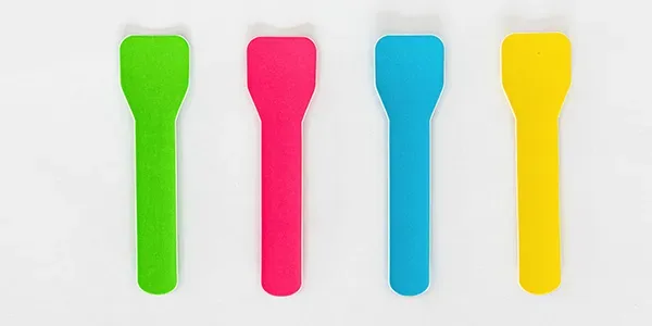 Supa Paper Ice Cream / Gelato Spoons 4 Mixed Colours 9.5cmL - PACK=500 / BOX=6,000