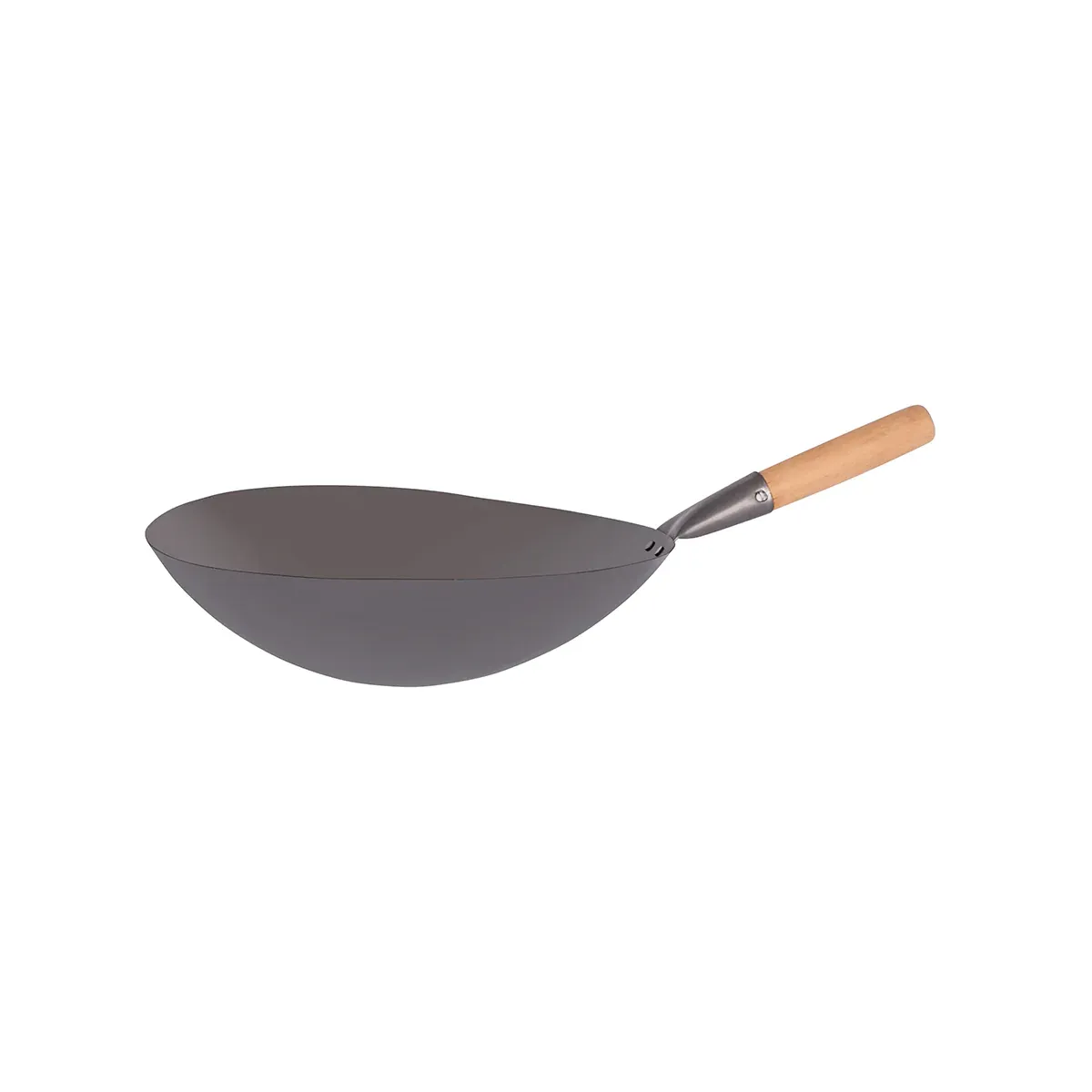CHEF INOX WOK CAST IRON w/WOODEN HDL 330mm (*05233*) = 1 X EACH