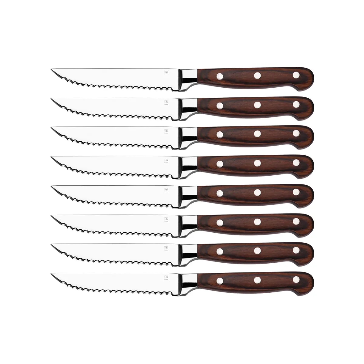 TABLEKRAFT STEAK KNIFE PAKKAWOOD HDL FULL TANG SET 8pc 235mm (*20677-8*) = 1 X SET