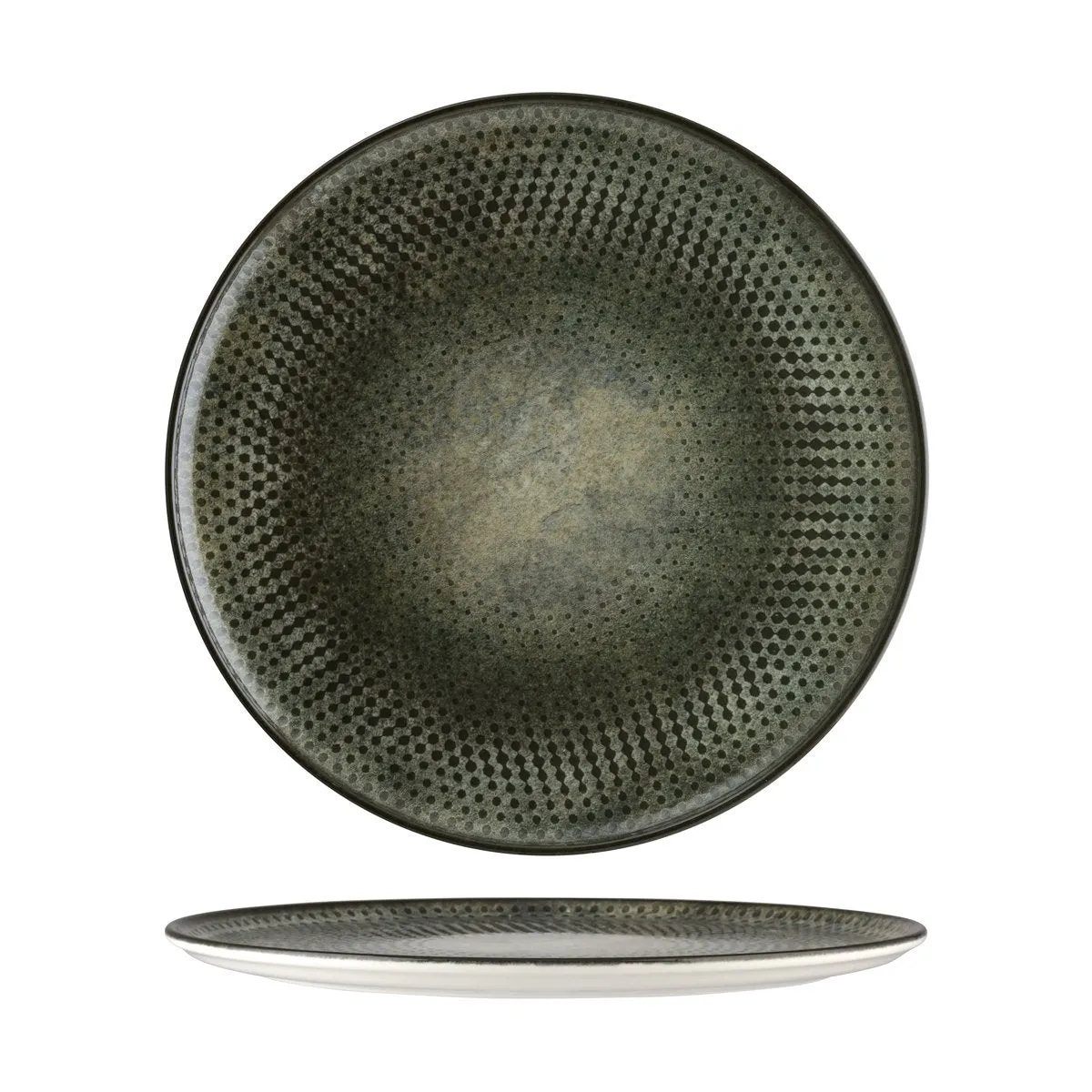 BONNA LENTA OLIVE ROUND FLAT PLATTER 320x25mm (LNTOLGRM32PZ) (*120060*) = PACK OF 6 X EACHES