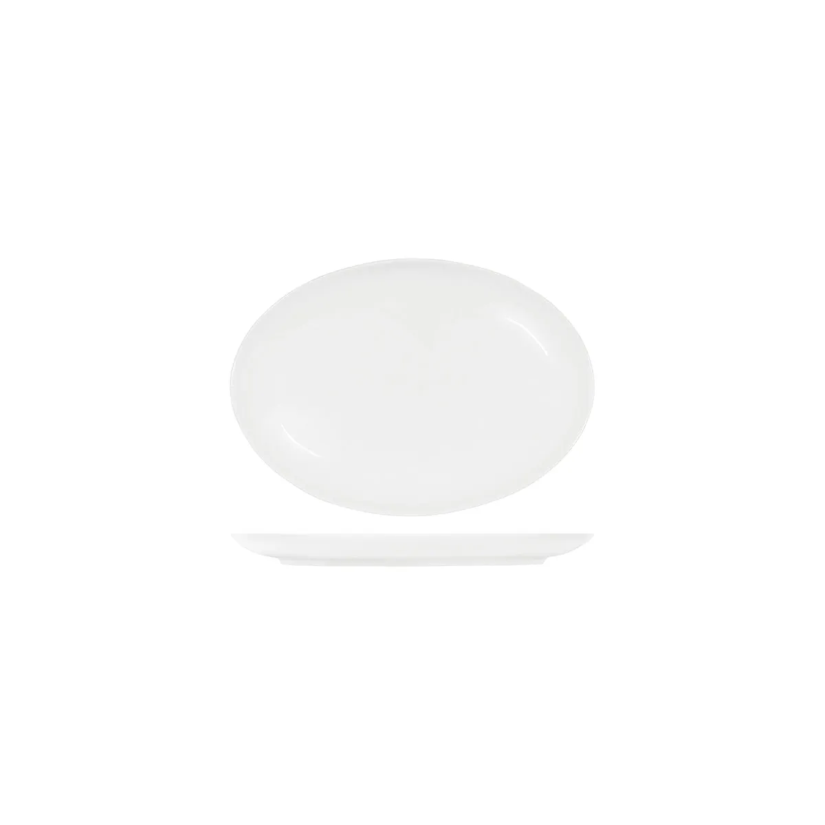 TABLEKRAFT CORE WHITE PLATTER-OVAL COUPE SHAPE -255x180x23mm (*91021*) = PACK OF 4 X EACHES