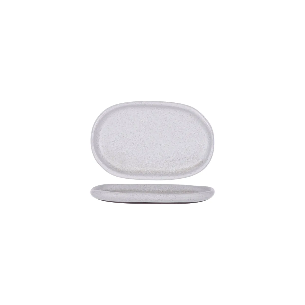 TABLEKRAFT NATURALS ASH GREY OVAL PLATE 210x135x20mm CLAY (*905208*) = PACK OF 6 X EACHES